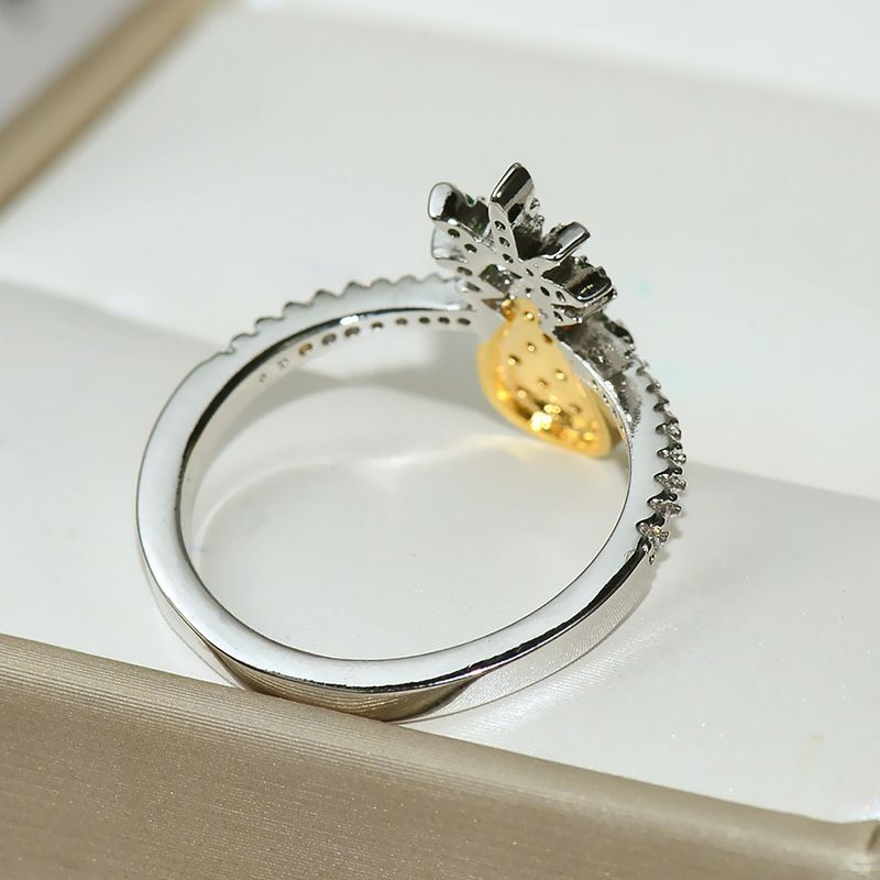 Pineapple Cubic Zirconia Rings – Yellow Gold Plant Pattern Fashion Jewelry Ring