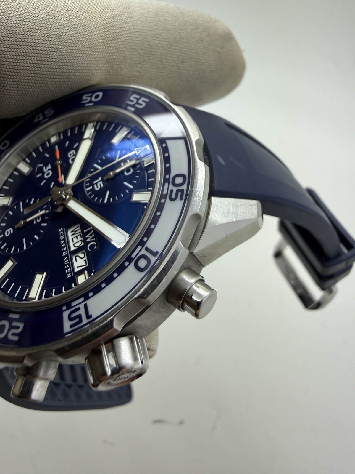 IWC Aquatimer Chronograph Blue Dial Steel 45mm Rubber Automatic Watch IW376711