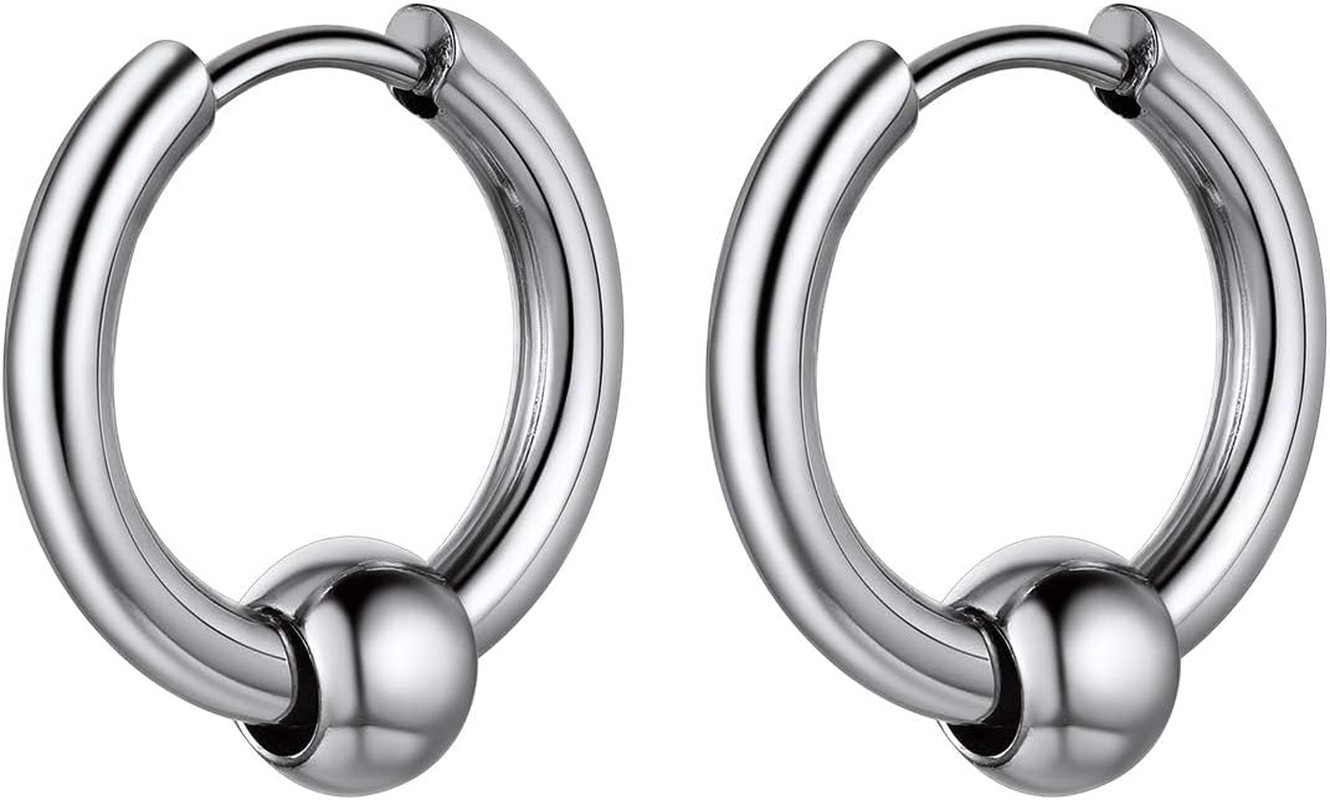 Stud Earrings for Men Women,316L Stainless Steel/14K Gold/Black Plated Metal, Pu