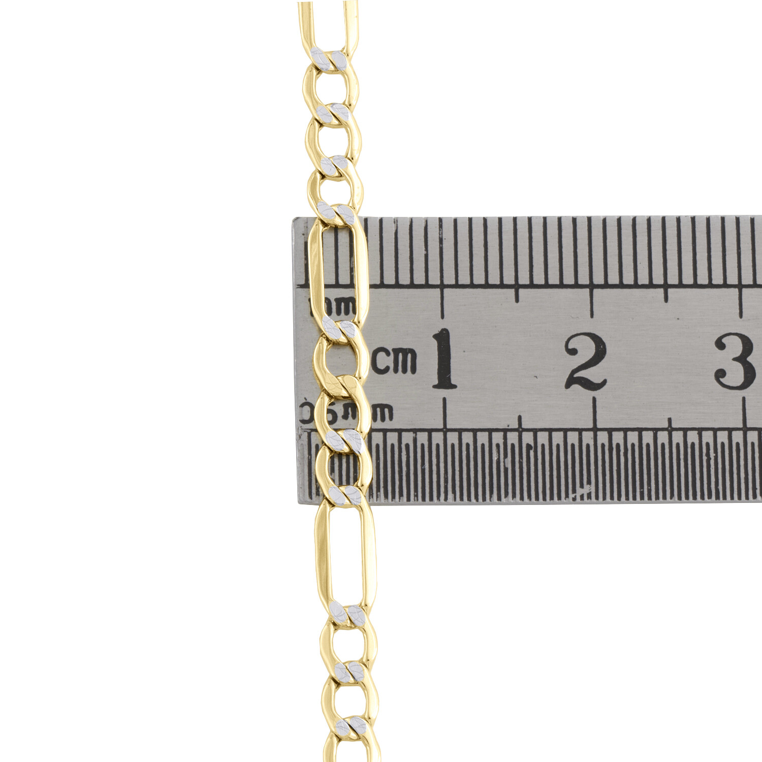 10K Yellow Gold 4mm Diamond Cut Hollow Fiagro Link Bracelet / Anklet 7-10 Inches
