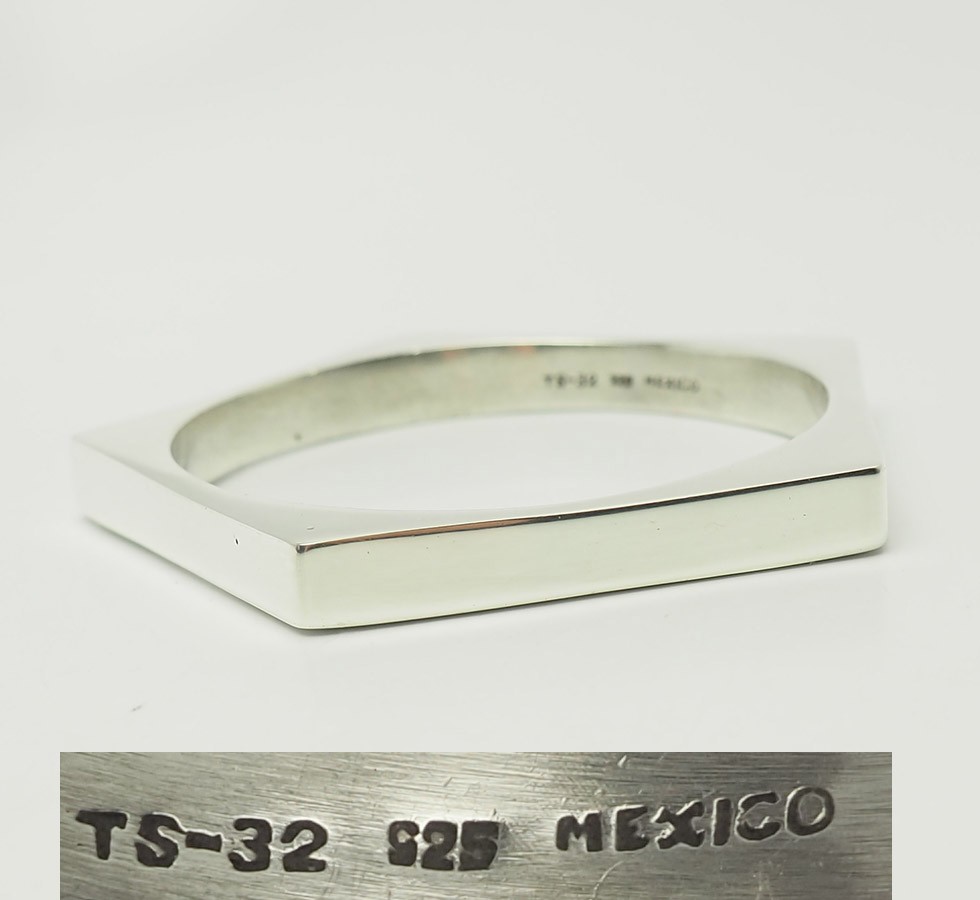 Fun industrial sterling silver pentagon star shape bangle bracelet Mexico