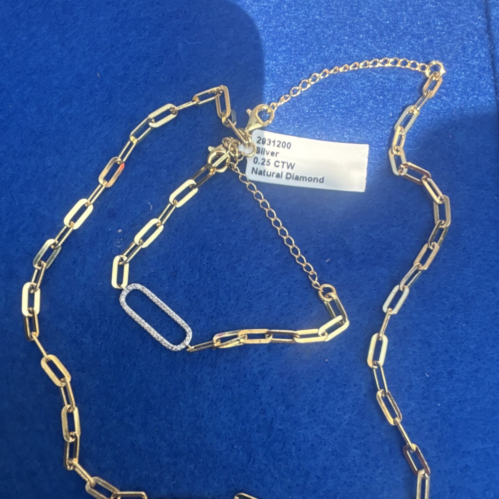 925 Silver Chain Necklace Natural 0.25ctw Diamond Oval Pendant 18in Adjustable