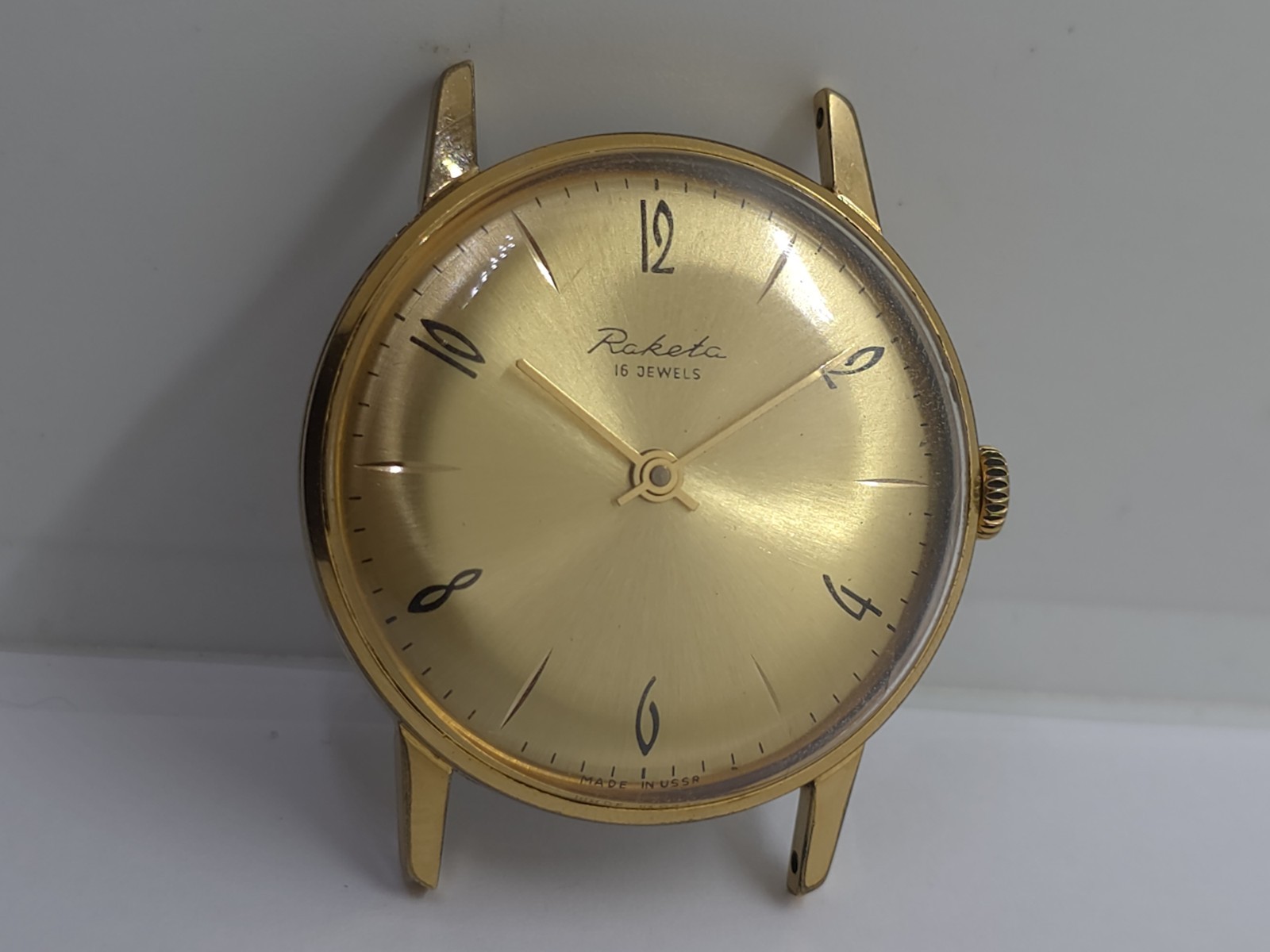 Vintage Raketa USSR Cal. 2601 Working Very Well Gold Plated AU10- Watch Good Loo