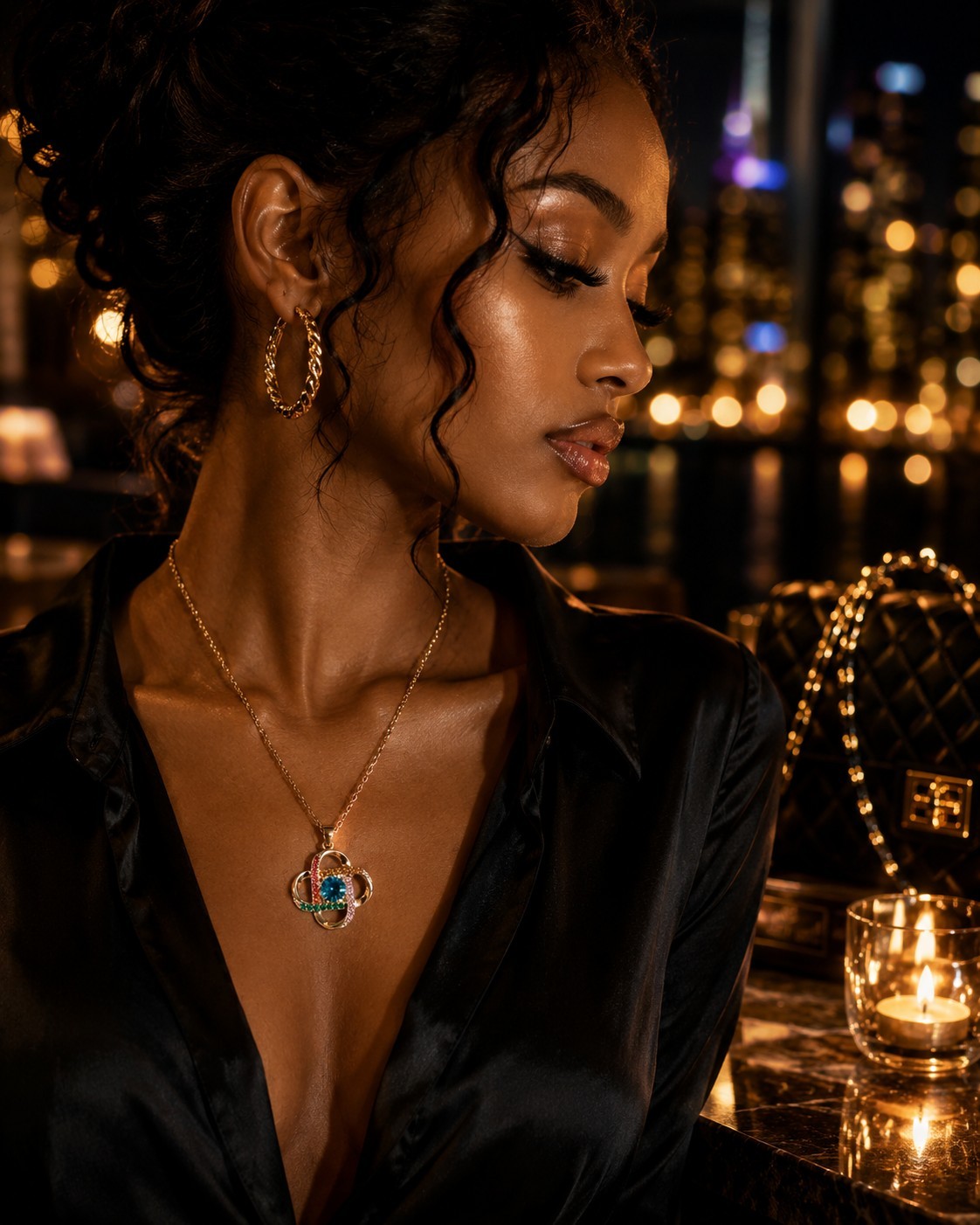 Women’s Infinity Knot Pendant Necklace Mint Green Crystal Multicolor CZ Stones