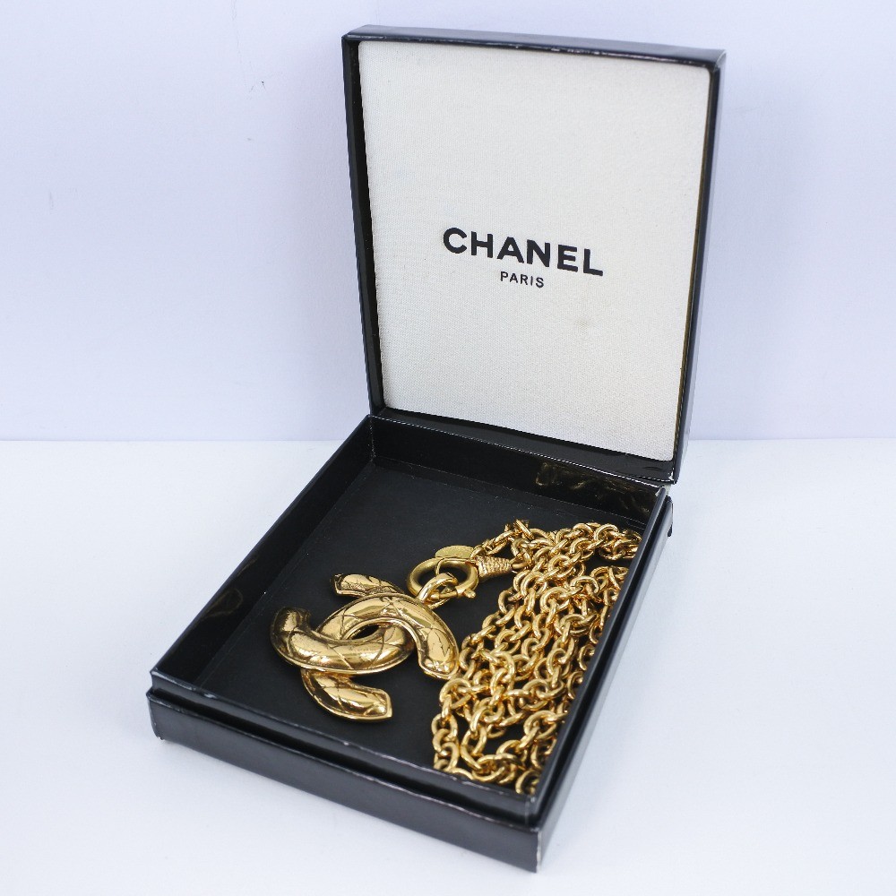 CHANEL COCO Mark Necklace Matelasse vintage gold Plated Gold 65.5g Women