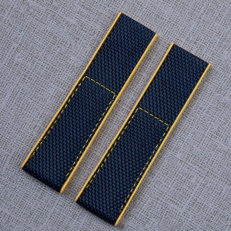 22 24mm Nylon Rubber Watch Band Strap Fits Breitling NAVITIMER WORLD Avenger