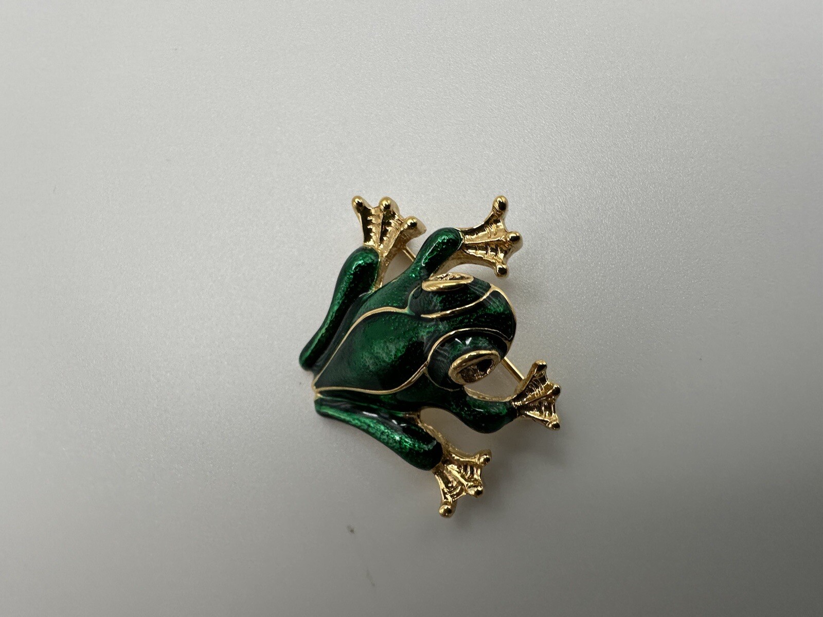 Vintage Gold Blue Green Enamel Frog Brooch By D’Orlan 3.6cm JB10