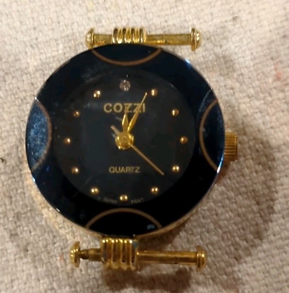 Unique Untested Cozzi Watch Movement 18k Yellow Gold Plated With Blue Dial.