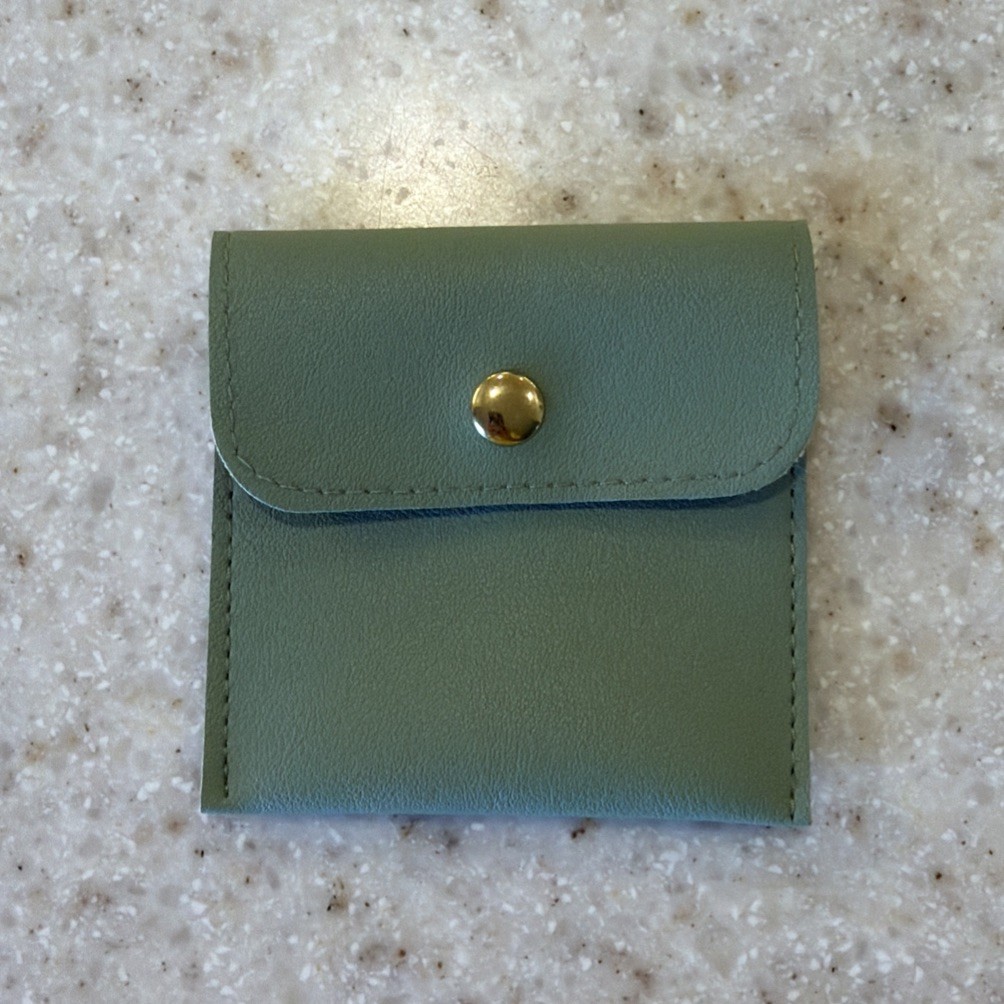 4 Assorted color Soft Vegan Leather Jewelry Pouches w/Snap Button