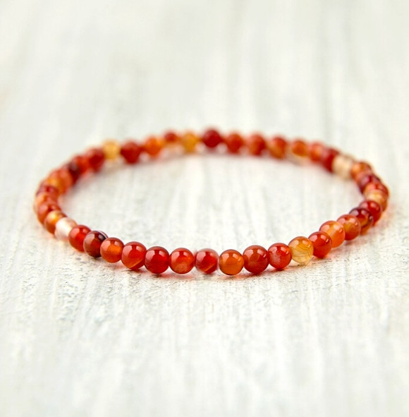 2025NEW Handmade Natural Carnelian Beaded Stretch Women Red Bracelet Best Gift