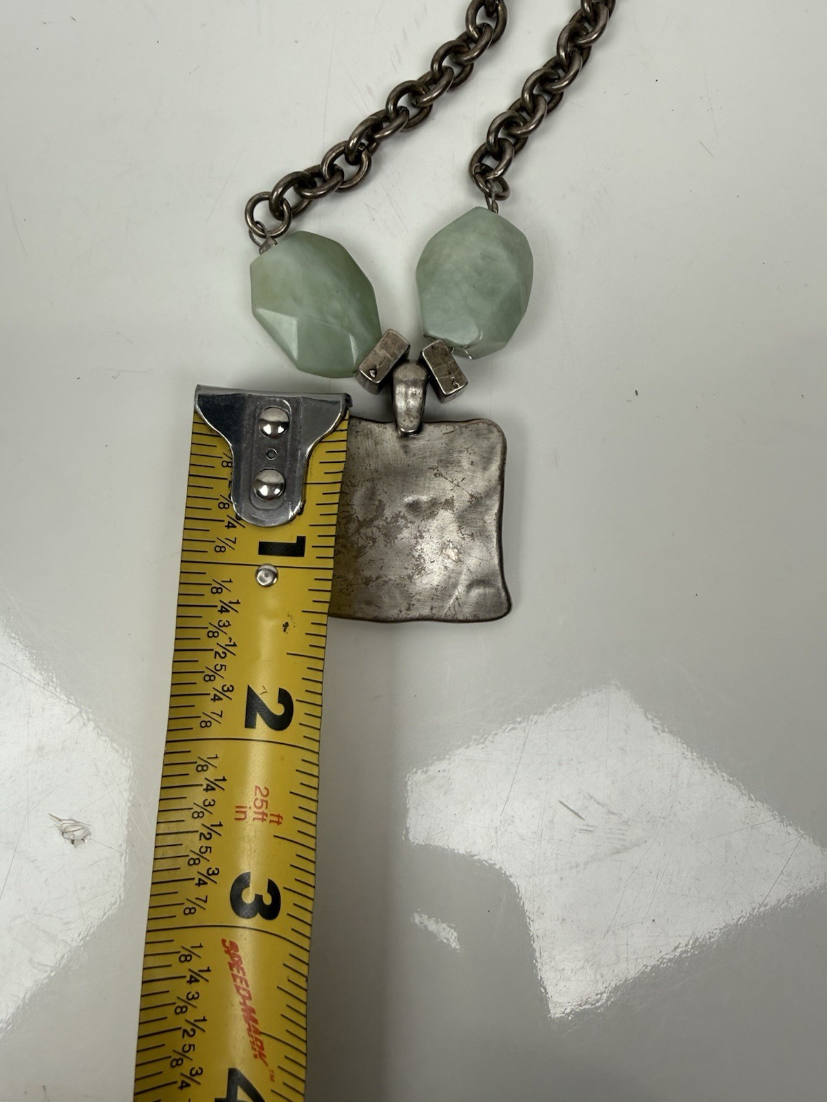 VTG Danon Pewter Pendant Necklace Featuring Brands Iconic Brutalist Handcrafted
