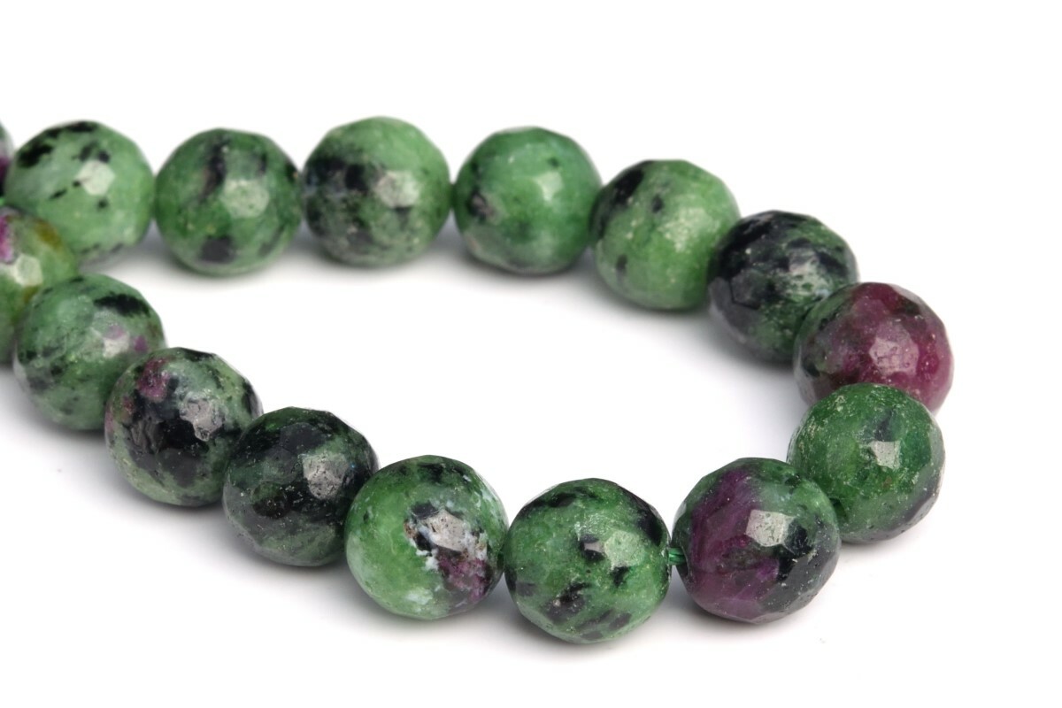 Natural Ruby Zoisite Beads Grade AA Micro Faceted Round Loose Beads 6/8/10/12MM