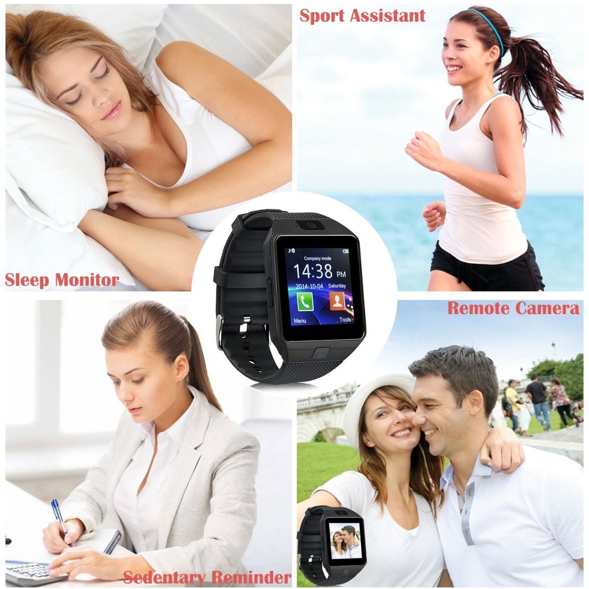 Touch Screen Bluetooth Smart Wrist Watch Phone SIM Card Slot Music Fitness Track