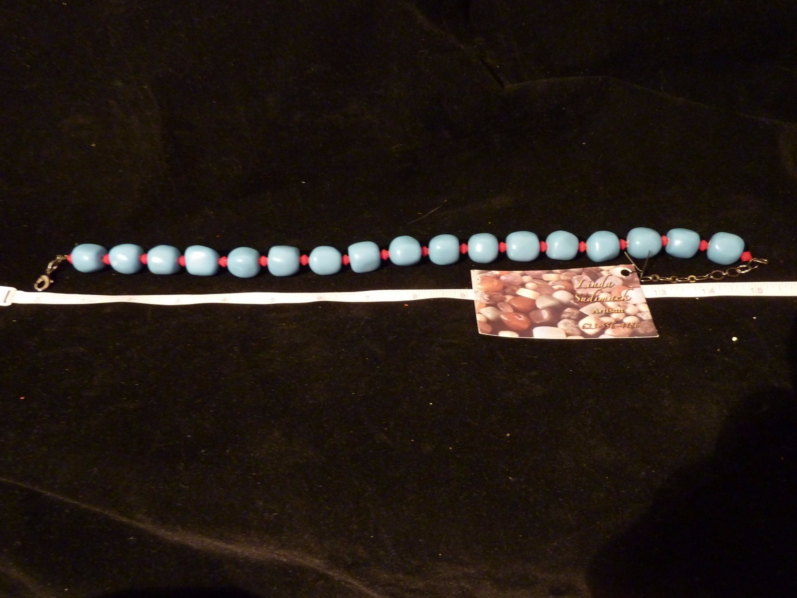16″ Resin Beads w/ Swarovski Crystal Bead Base Metal Sterling by Linda Sudimack