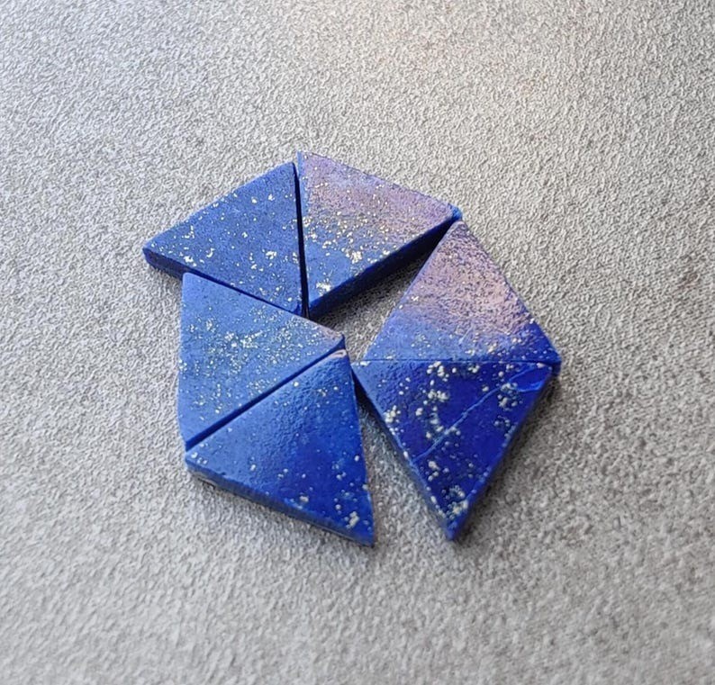 Natural Lapis Lazuli Triangle Shape Flat Cabochon Calibrated Loose Gemstones