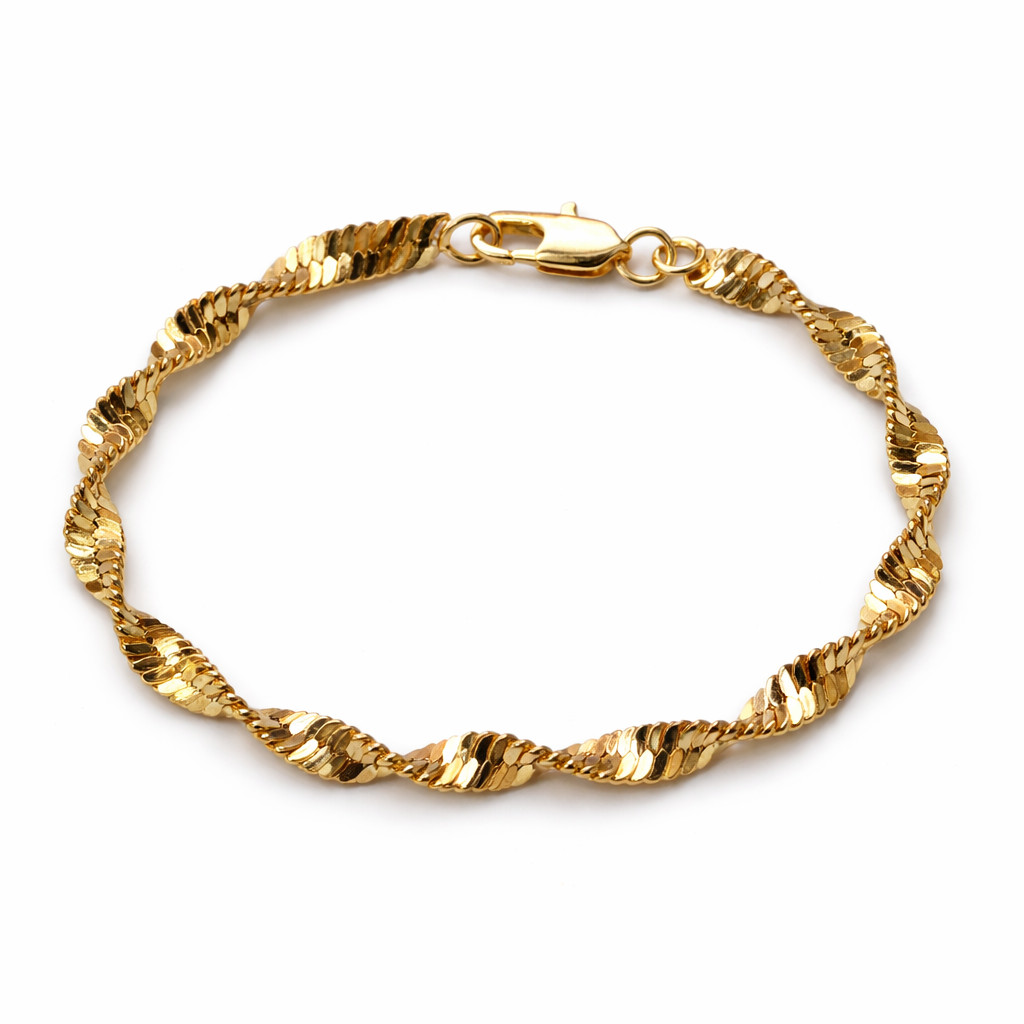 Italian 1/200 14K Yellow Gold Oro Twisted Rope Link Bracelet Mens Womens in mm