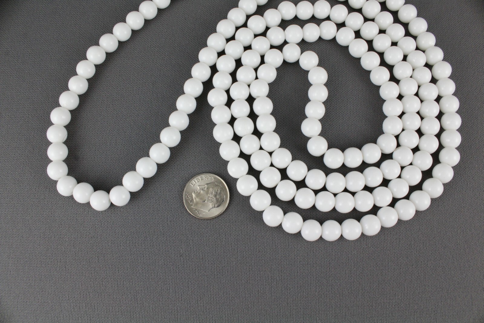 White bead long necklace extra long 44″ necklace beaded wrap double look wrapped