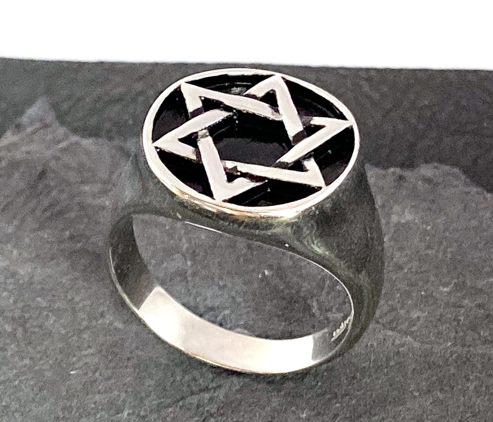 Stainless Steel Star of David Medallion Cast Ring Band Size 9-14 (FL292)