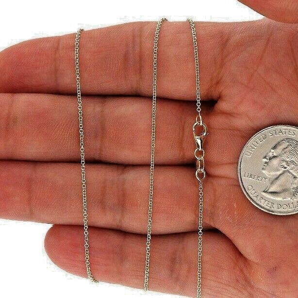 Solid 18K Yellow Gold Cable 1mm Chain Necklace 16″ 18″ 20″