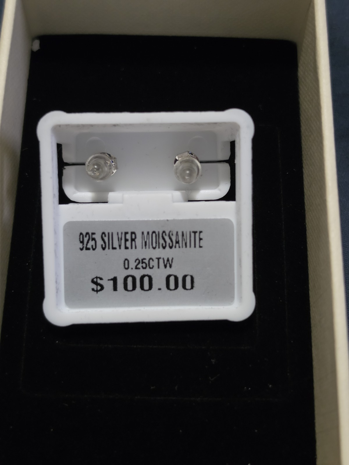 Moissanite 0.25ctw Square Stud Earrings 925 Sterling Silver Butterfly Back