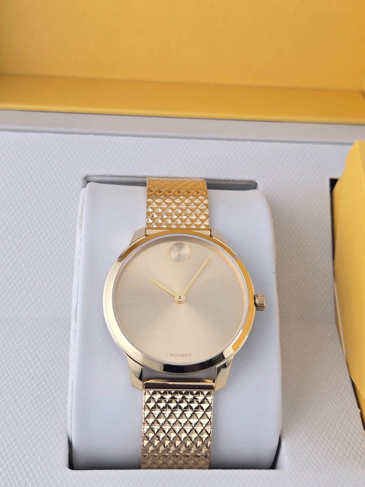 Movado Bold Women’s Gold Tone Pyramid Bracelet Watch – 3600598 ($595 MSRP)