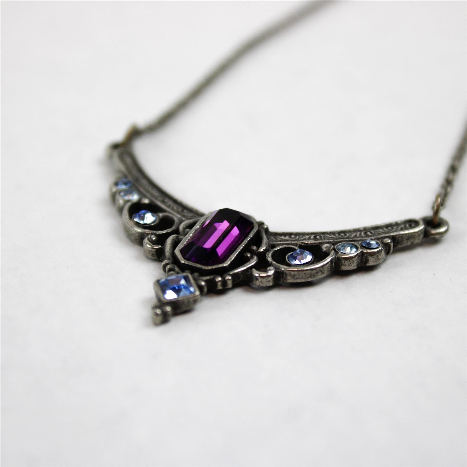 Vintage Silver-Tone Fashion Necklace with Stones, 1928 Brand