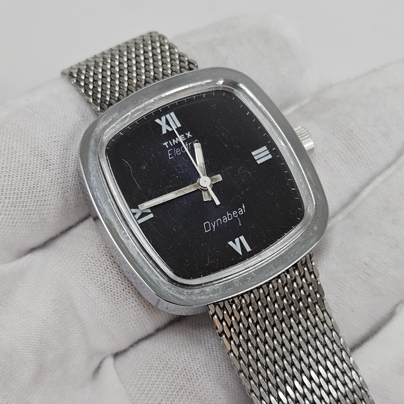 1975 Timex Electric Dynabeat 32mm Men’s Watch Navy Blue Dial New Battery Retro