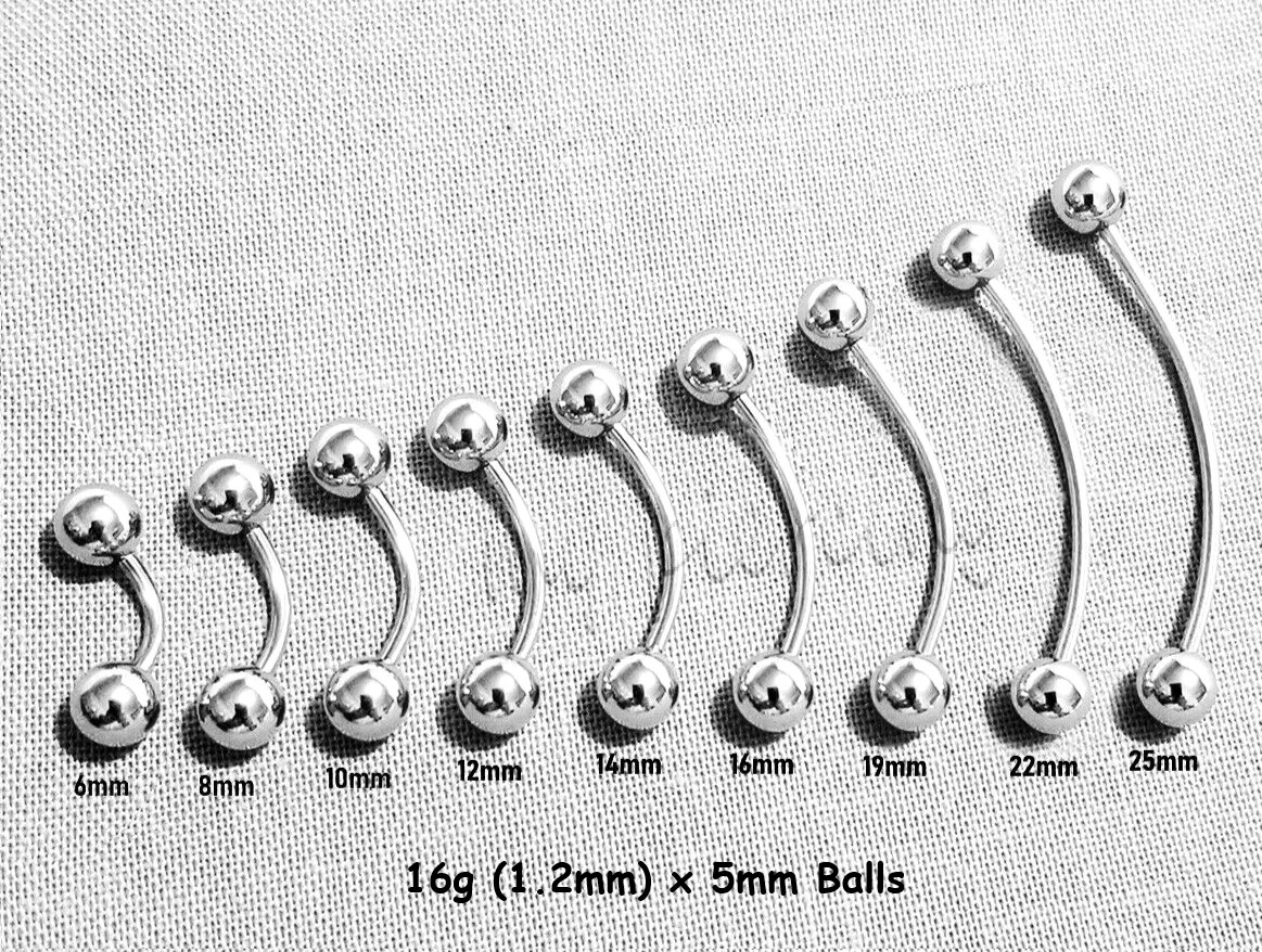 20g 18g 16g 14g 12g 10g Curved Barbell Eyebrow Ring Tongue Snake-Eyes Piercing