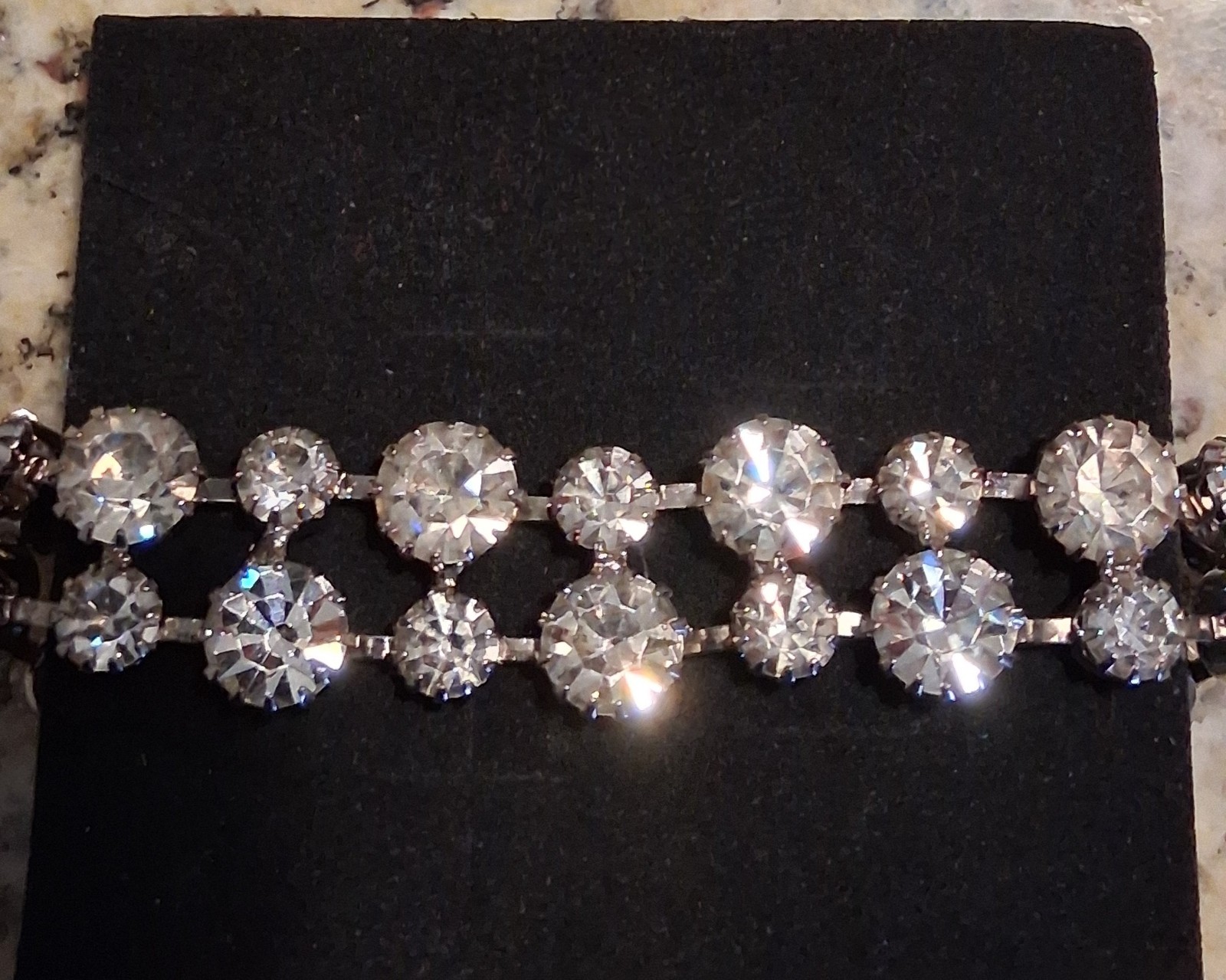 Vintage Weiss clear rhinestone bracelet. Popular from the 1940s to early 1970s.