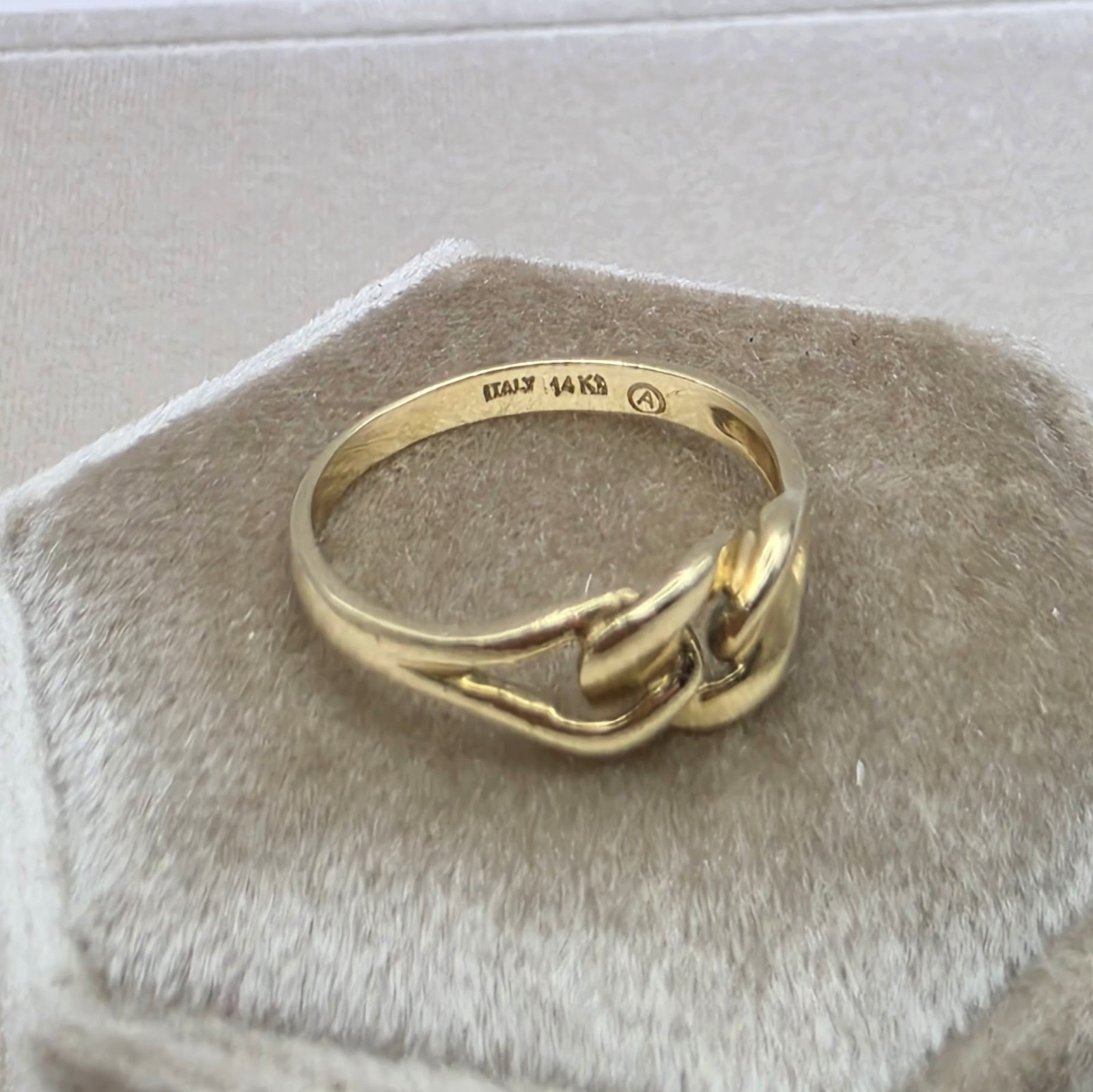 Vintage Italian 14K Gold Love Knot Ring, Chain Link Style Size 5