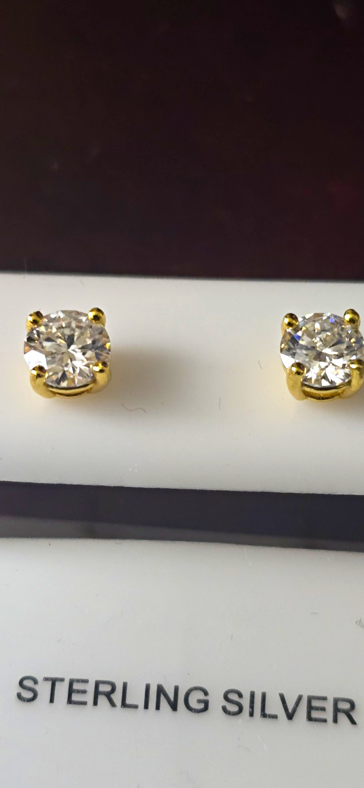 925 Sterling Silver Round Diamond Stud Earrings Prong Set VVS D 0.85ctw