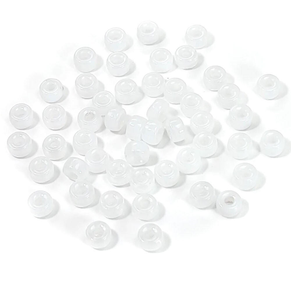Czech Glass Druk Large Hole Roller Beads 6mm White Opal milky 60pc J548-J084