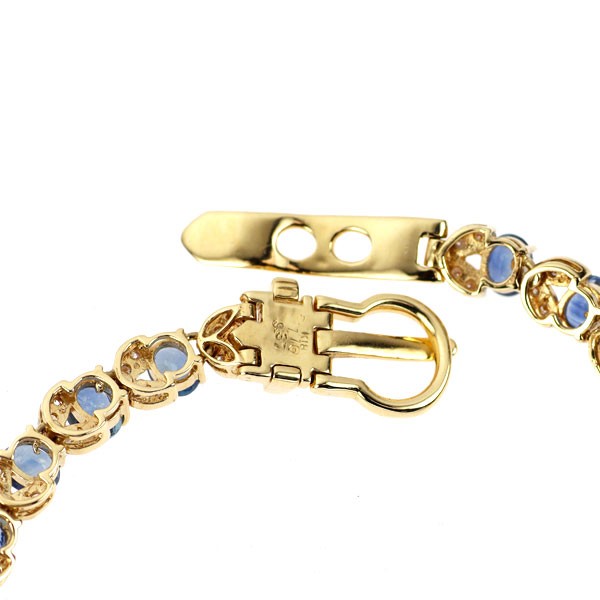 K18YG sapphire diamond bracelet 9.37ct D1.10ct – Auth free shipping from Japan-