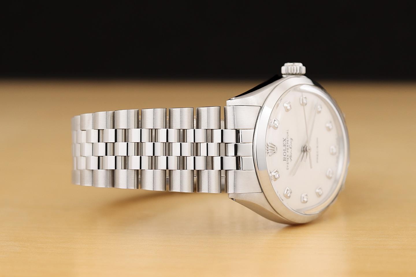 ROLEX OYSTER PERPETUAL AIR-KING 5500 MOTHER OF PEARL DIAL STEEL JUBILEE WATCH