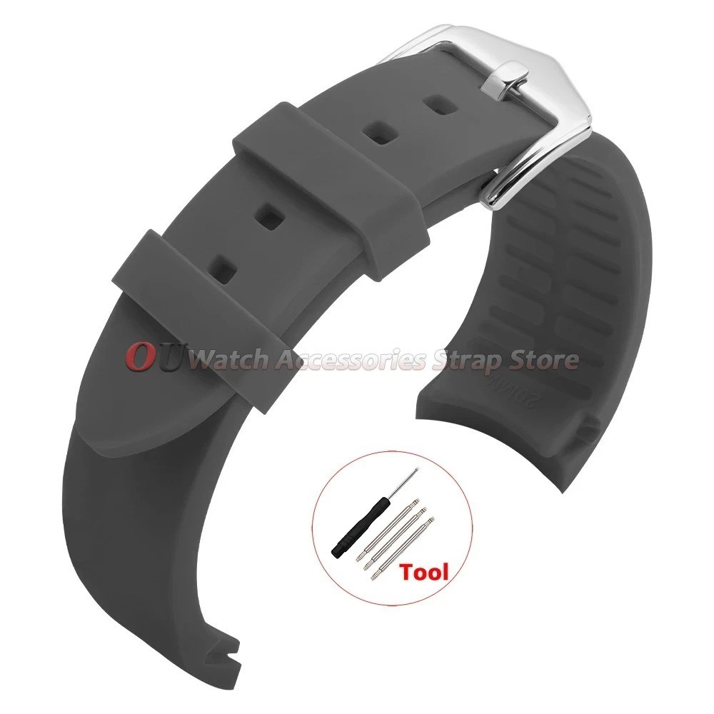 Curved End Watch Band Soft Silicone Rubber Strap Universal 18/19/20/21/22/24mm