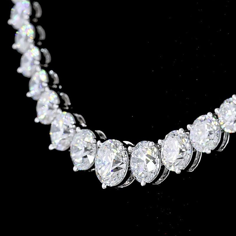 17.0 CTW Round Cut VVCS1 Moissanite Tennis Necklace In 14k White Gold Plated
