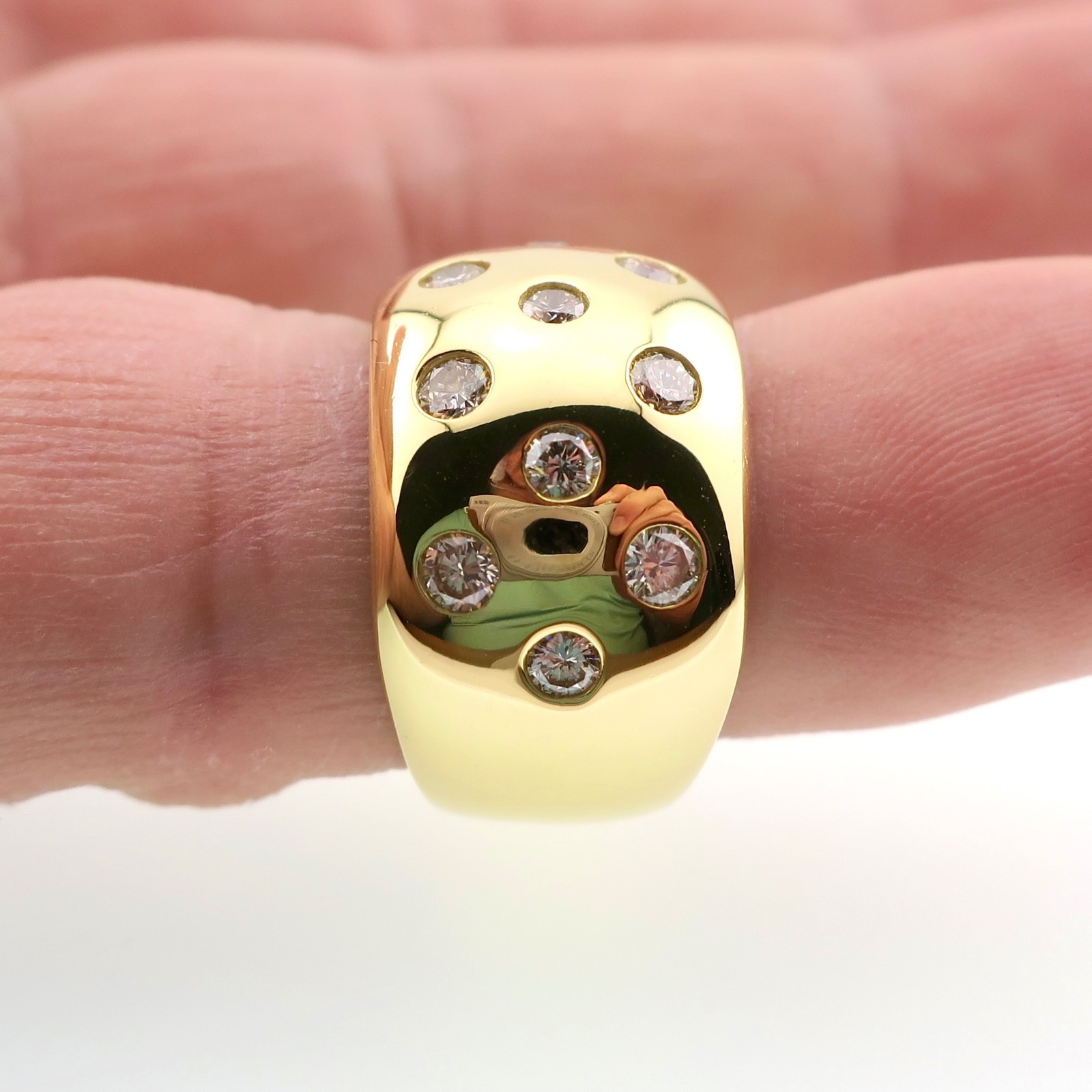 Classy 18k Slid Yellow Gold 1ct Natural Diamond 13.25mm Wide Band Ring Size 6.25
