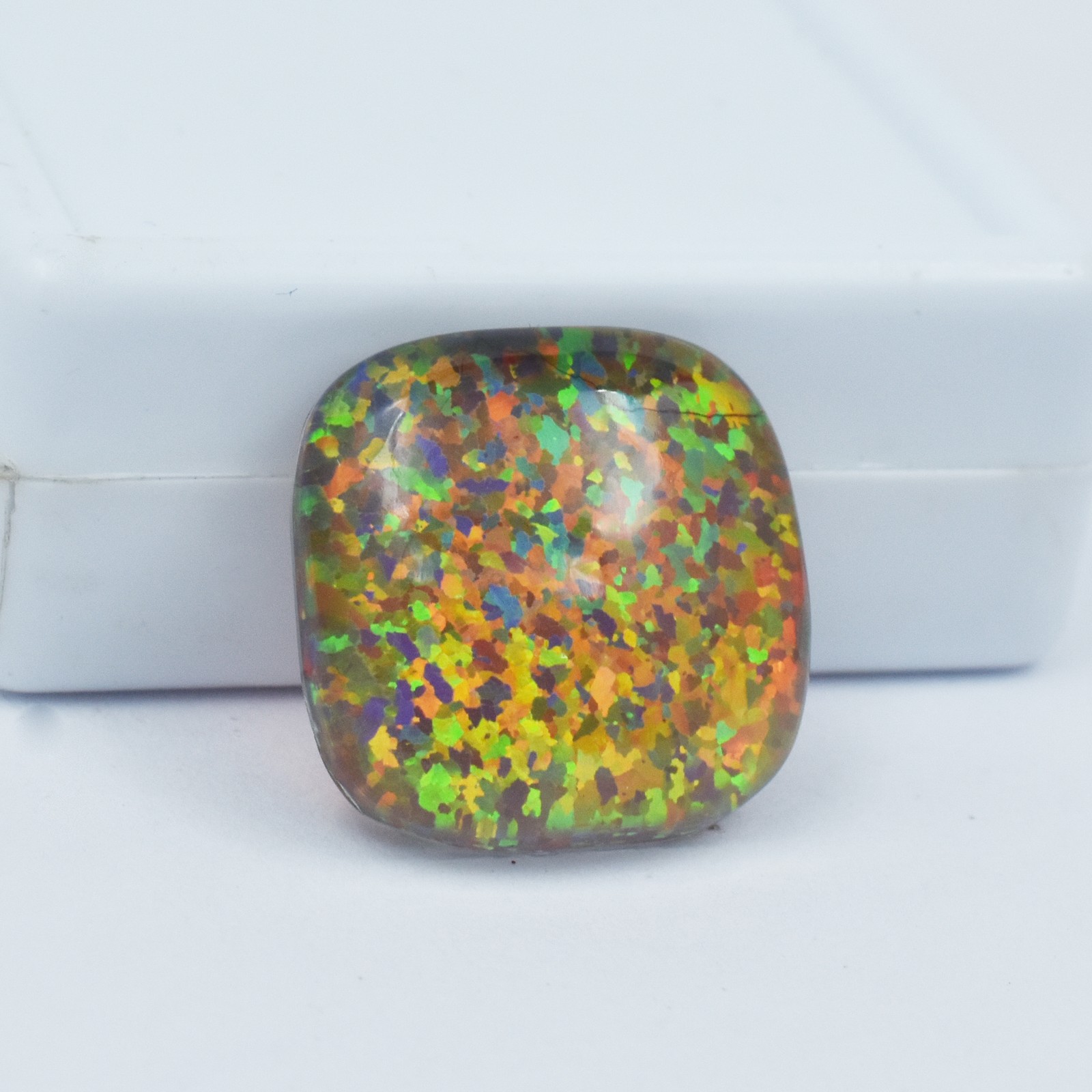 CERTIFIED Lab-Created 14.30 Ct Opal Multi-Color Square Cushion Boulder Opal Gems