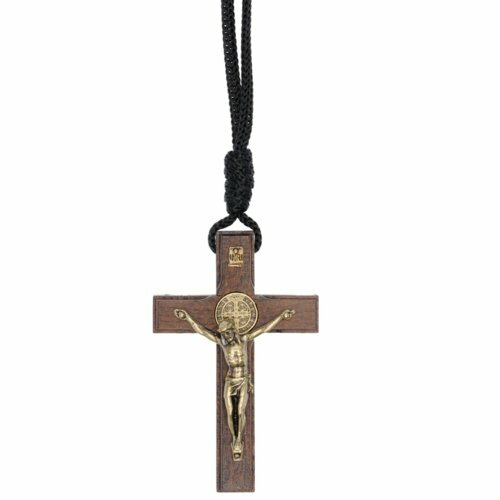 St. Benedict Wooden Crucifix pendant w/ CSSMI medal – thick (7cm or 2.8 inches)