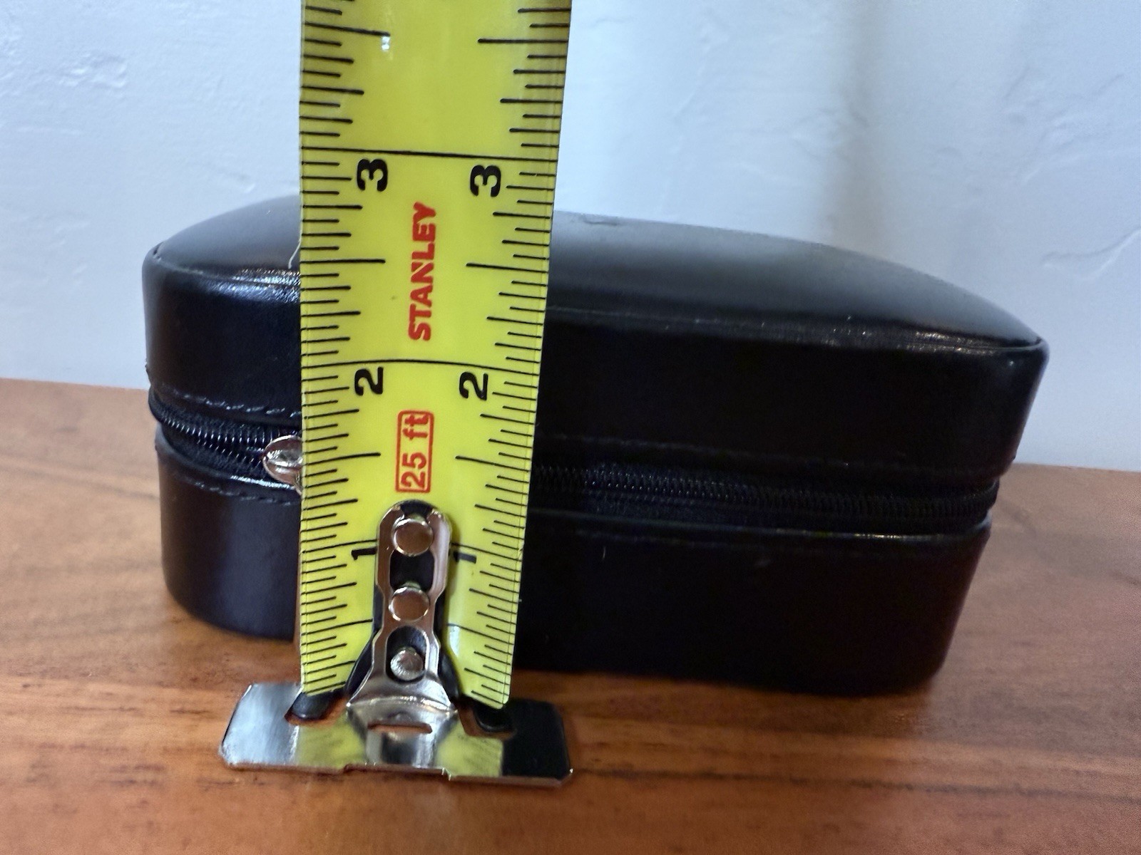 Black Travel Jewelry Case Faux Leather Zip. Velvet lining excellent condition.