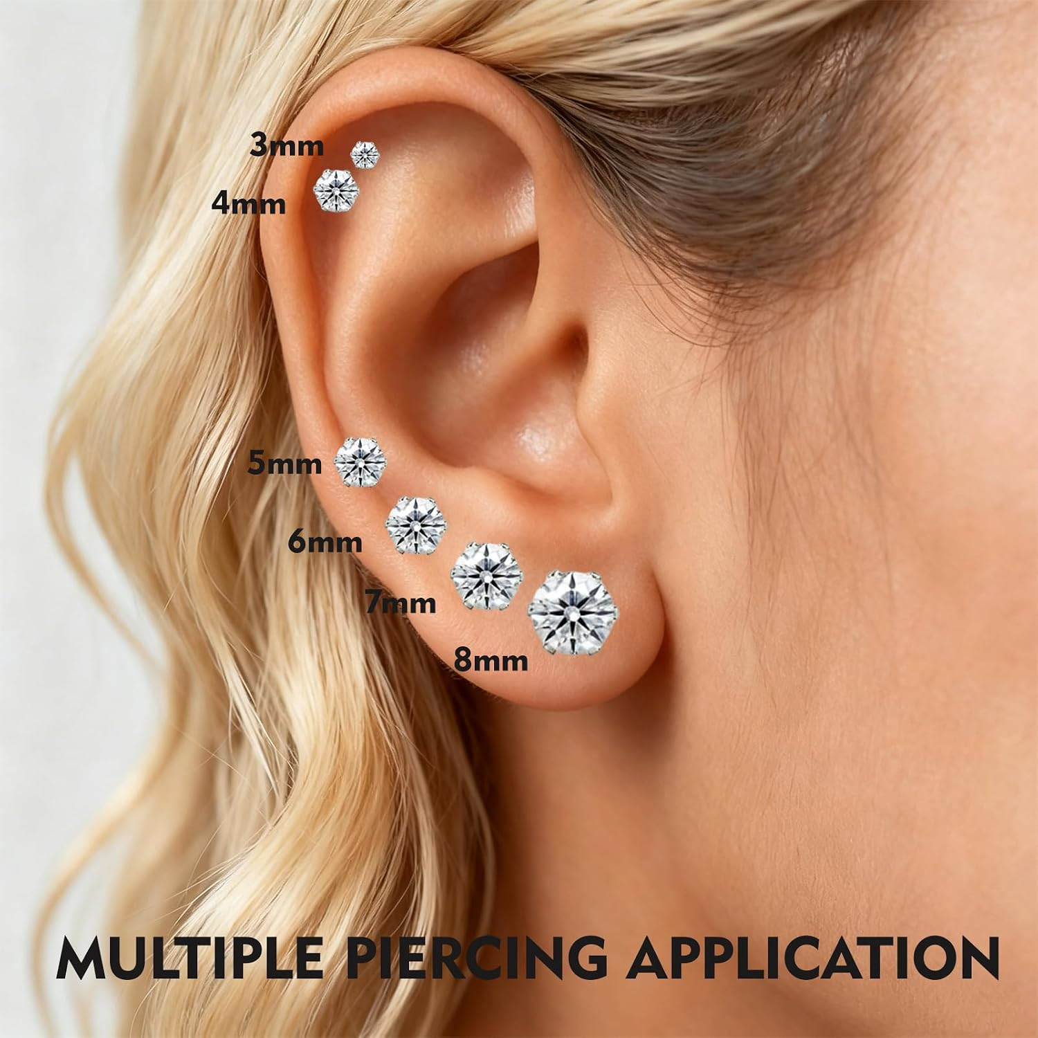 6/12 Pairs Silver Gold Stainless Steel Stud Earrings Set for Women Men | Hypoall