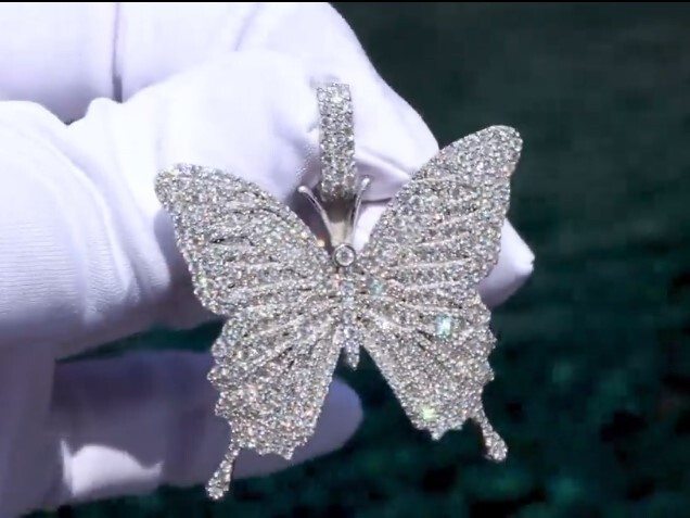 2.23Ct Tester Passing Moissanite Men’s Butterfly Pendant 925 Silver