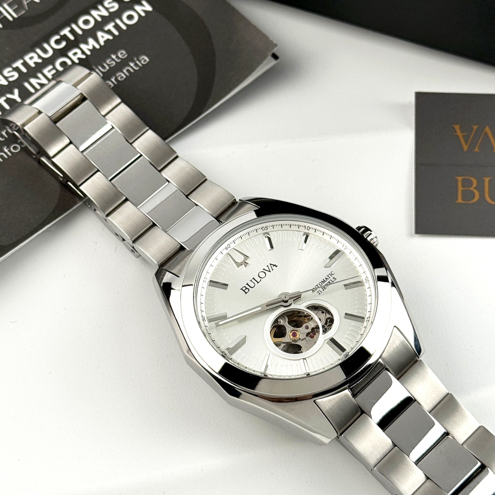Bulova Men’s New 96A274 Surveyor Classic Automatic Watch Silver Tone Dial 42mm