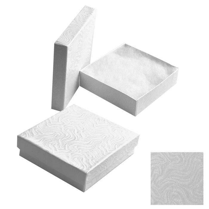 White Swirl Cotton Filled Jewelry Cardboard Box Lots of 100~200~500