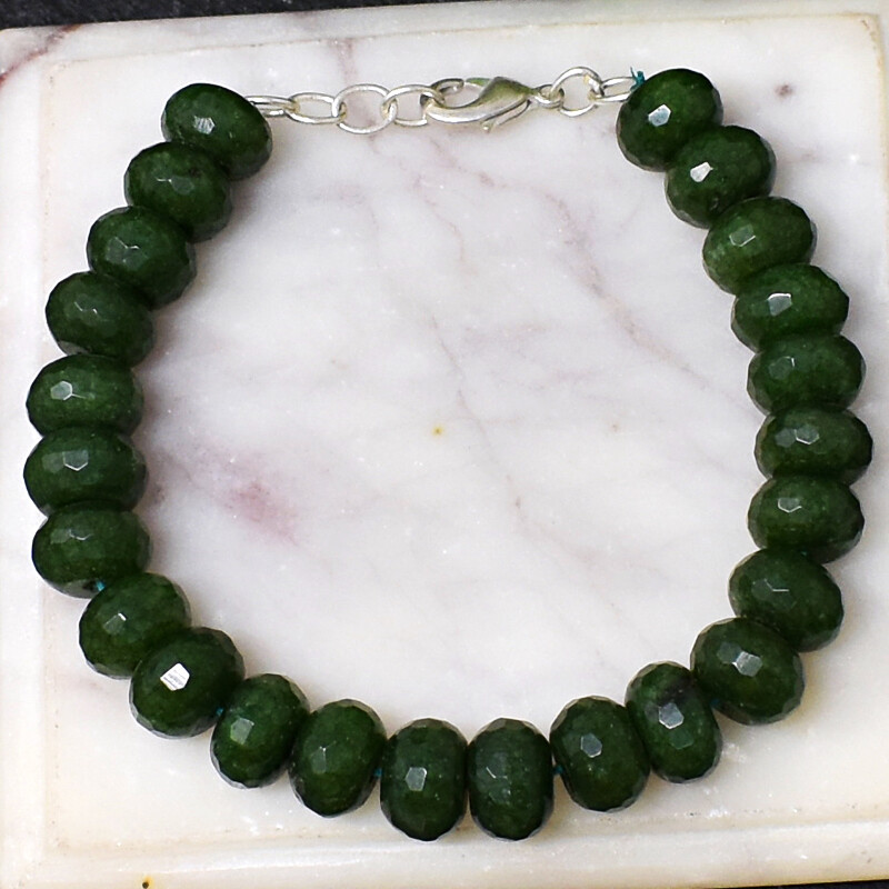 218.00 Cts Natural 7 Inches Long Green Garnet Round Cut Beads Bracelet NK 28E171
