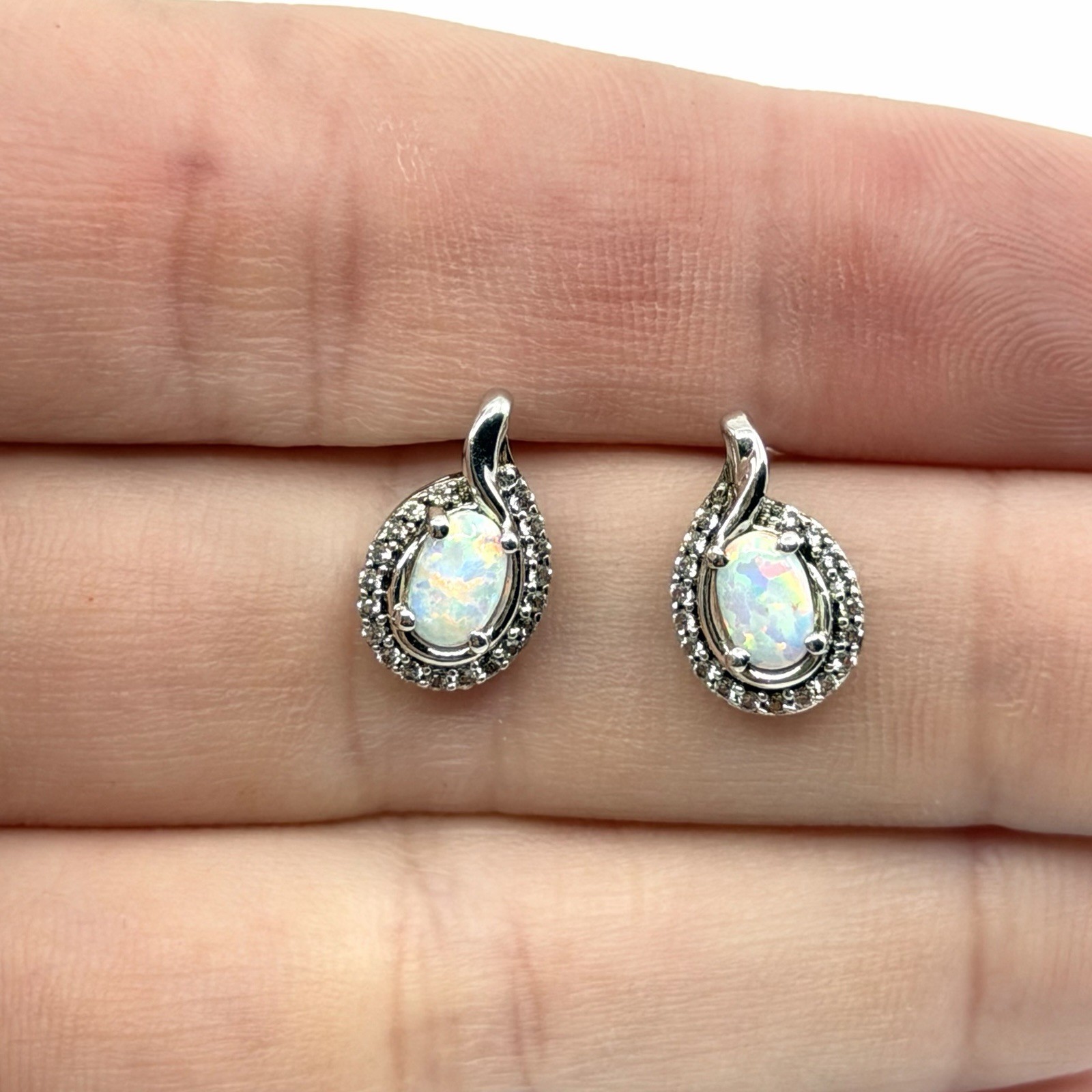 Kay Jewelers Opal Sterling Silver Gemstone Accent 925 Stud Style Earrings