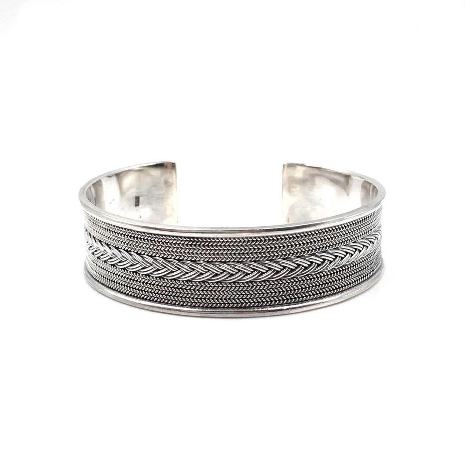 Modern Bangle 925 Silver Solid Wide Bangle Jewellery 1.8cm Bracelet 38.5g