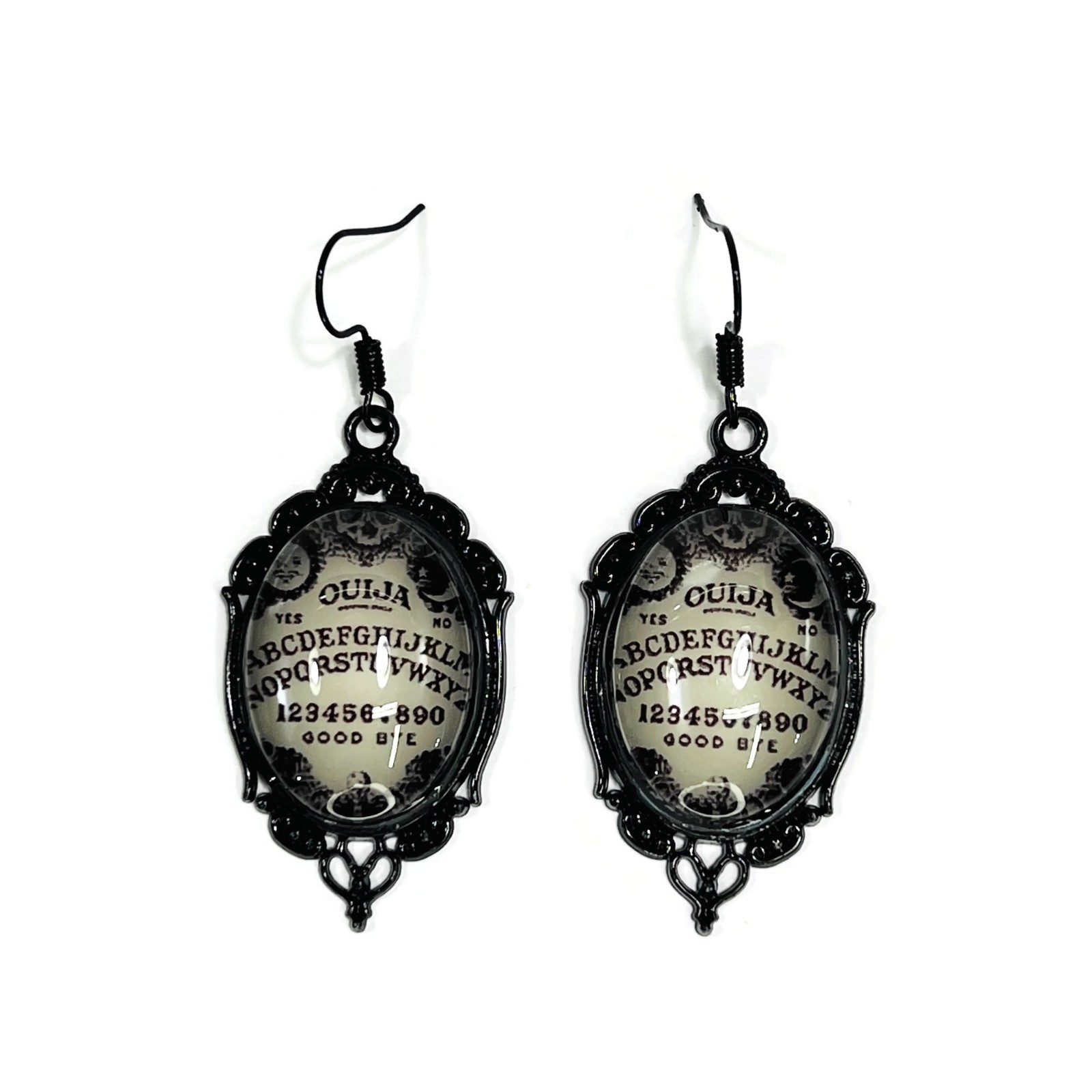 Lime Green & Black Ouija Board Glow in the Dark Earrings