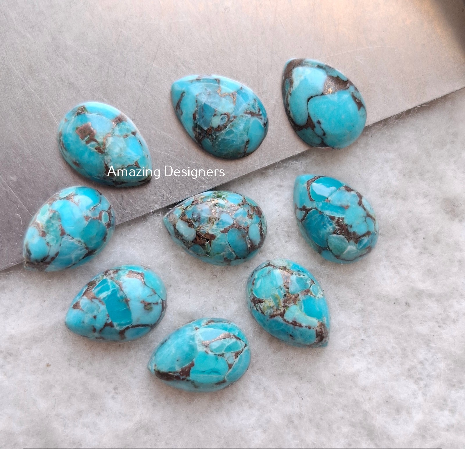 Natural Blue Copper Turquoise Pear Cabochon 5x7mm to 20x25mm Loose Gemstone