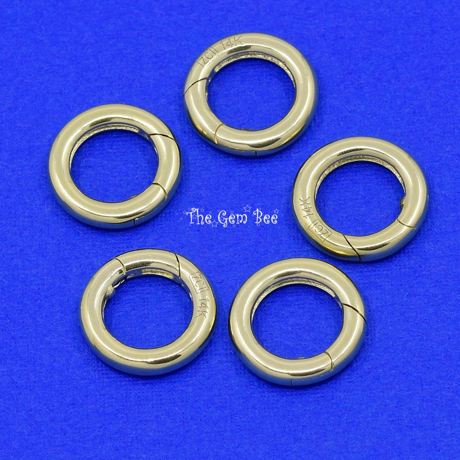 13mm 14k Solid Yellow Gold Large Round Enhancer Push Lock Connector Charm Holder